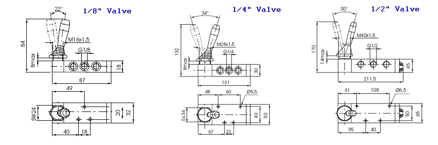 5/2 Lever Valve with 2 Positions